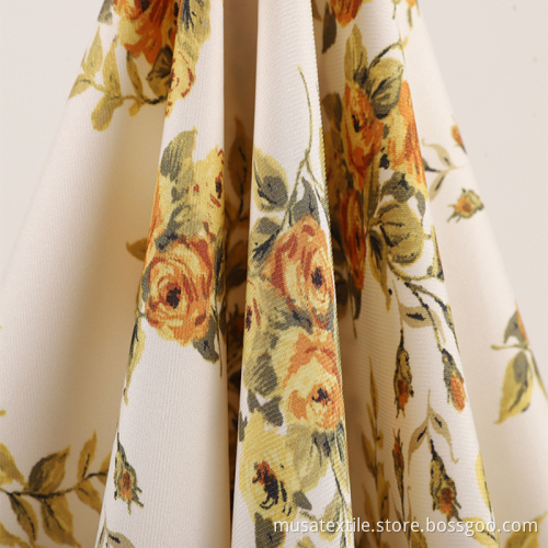 Flower Design Heavy Silk Satin Chiffon Print Fabric